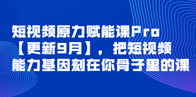 短视频原力赋能课Pro【更新9月】，把短视频能力基因刻在你骨子里的课-凌耘闲说