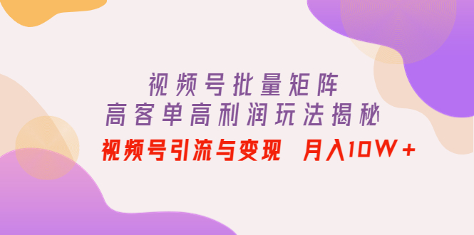 视频号批量矩阵的高客单高利润玩法揭秘： 视频号引流与变现 月入10W+-凌耘闲说