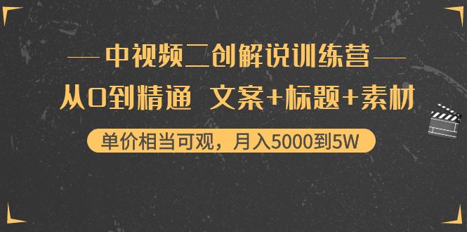 中视频二创解说训练营：从0到精通 文案+标题+素材、月入5000到5W-凌耘闲说