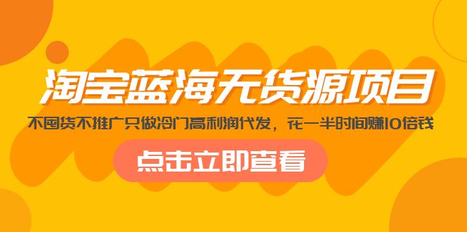 淘宝蓝海无货源项目，不囤货不推广只做冷门高利润代发，花一半时间赚10倍钱-凌耘闲说