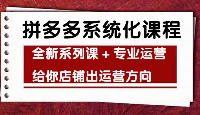 车神陪跑，拼多多系统化课程，全新系列课+专业运营给你店铺出运营方向-凌耘闲说