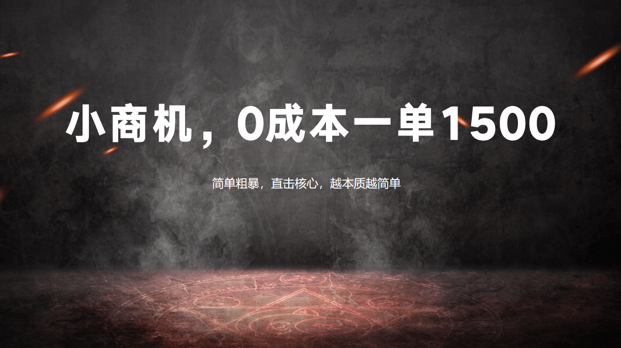 同城小商机，0成本一单1500-凌耘闲说