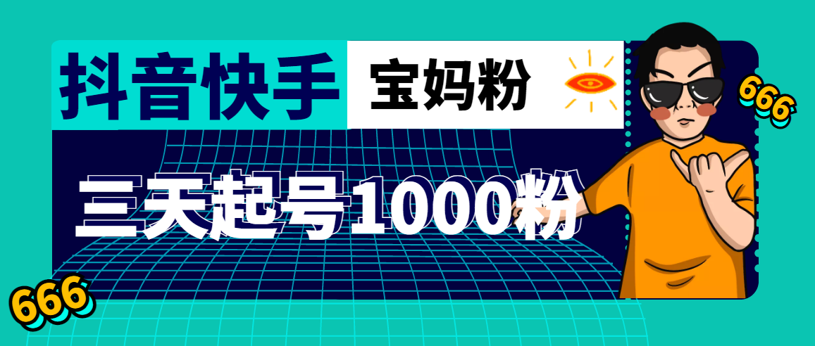 抖音快手三天起号涨粉1000宝妈粉丝的核心方法【详细玩法教程】-凌耘闲说