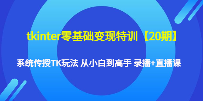 tkinter零基础变现特训【20期】系统传授TK玩法 从小白到高手 录播+直播课-凌耘闲说