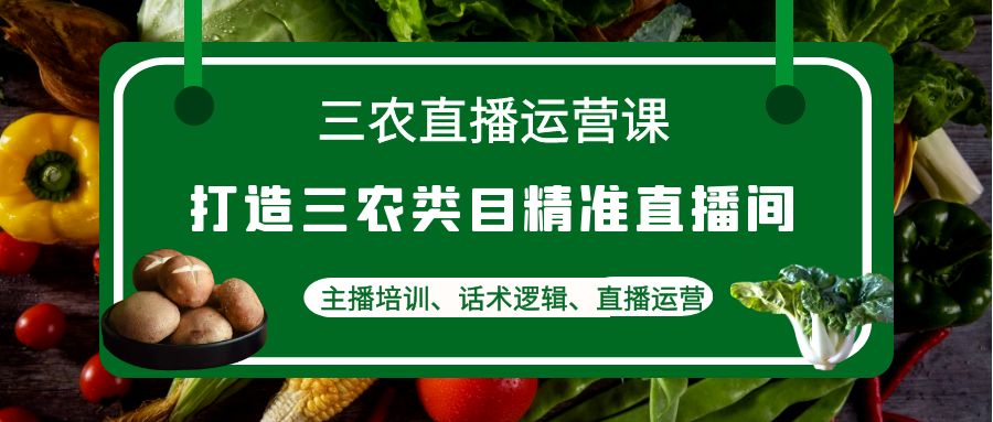 三农直播运营课：打造三农类目精准直播间，主播培训、话术逻辑、直播运营-凌耘闲说