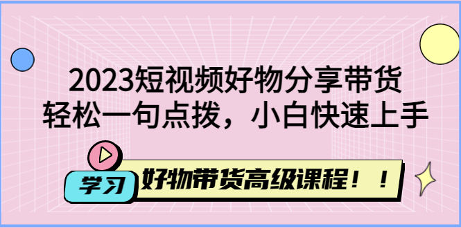 2023短视频好物分享带货，好物带货高级课程，轻松一句点拨，小白快速上手-凌耘闲说