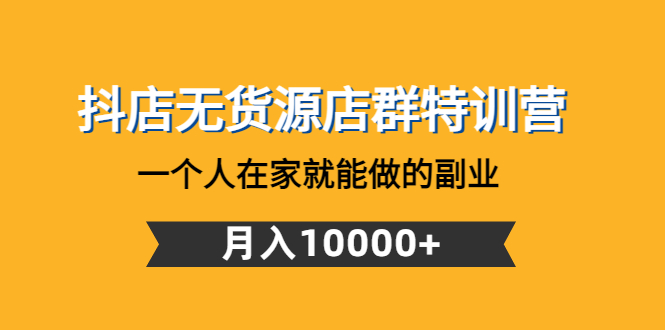 抖店无货源店群特训营：一个人在家就能做的副业，月入10000+-凌耘闲说