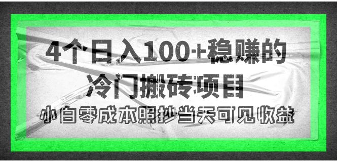 4个稳赚的冷门搬砖项目，每个项目日入100+小白零成本照抄当天可见收益-凌耘闲说