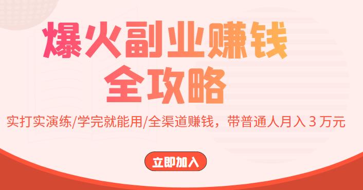 爆火副业赚钱全攻略：实打实演练/学完就能用/全渠道赚钱，带普通人月入３万元-凌耘闲说