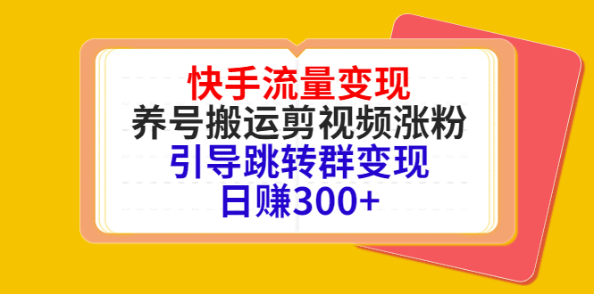 快手流量变现，养号搬运剪视频涨粉，引导跳转群变现日赚300+-凌耘闲说