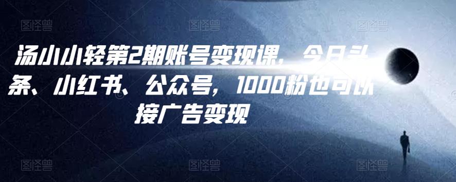 汤小小账号变现课第2期，今日头条、小红书、公众号，1000粉也可以接广告变现-凌耘闲说