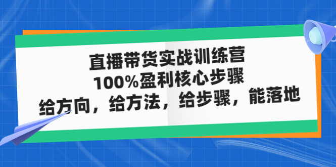 直播带货实战训练营：100%盈利核心步骤，给方向，给方法，给步骤，能落地-凌耘闲说