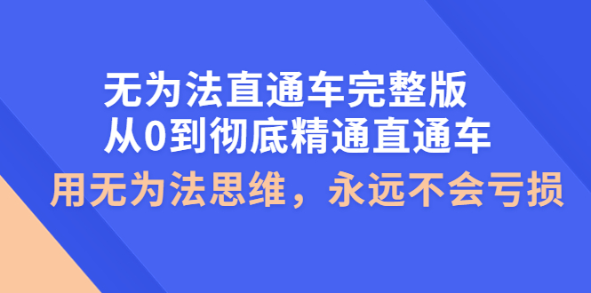 无为法直通车完整版：从0到彻底精通直通车，用无为法思维，永远不会亏损-凌耘闲说