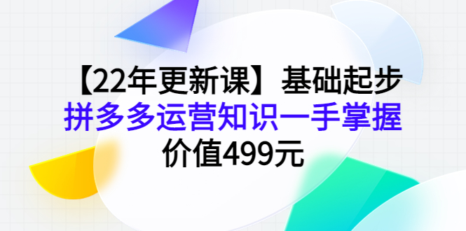 【22年更新课】基础起步，拼多多运营知识一手掌握，价值499元-凌耘闲说